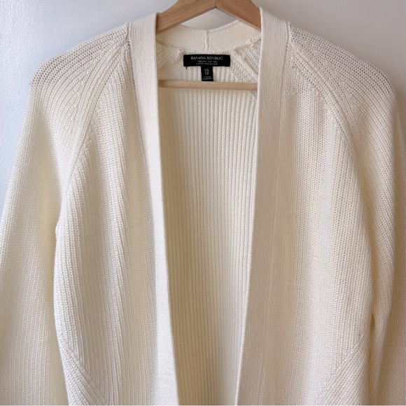 Banana Republic Organic Cotton Open Front Cardigan Cream - Picture 2 of 10